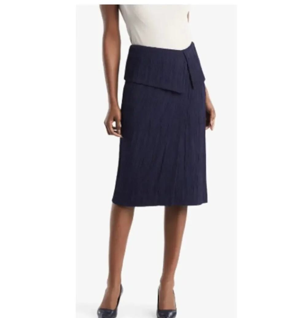 MM Lafleur Montgomery Pleated Skirt 2 NWT Navy Blue Pencil Academia Prep Career